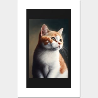 orange and white cat looking off in the distance - CGI style Posters and Art